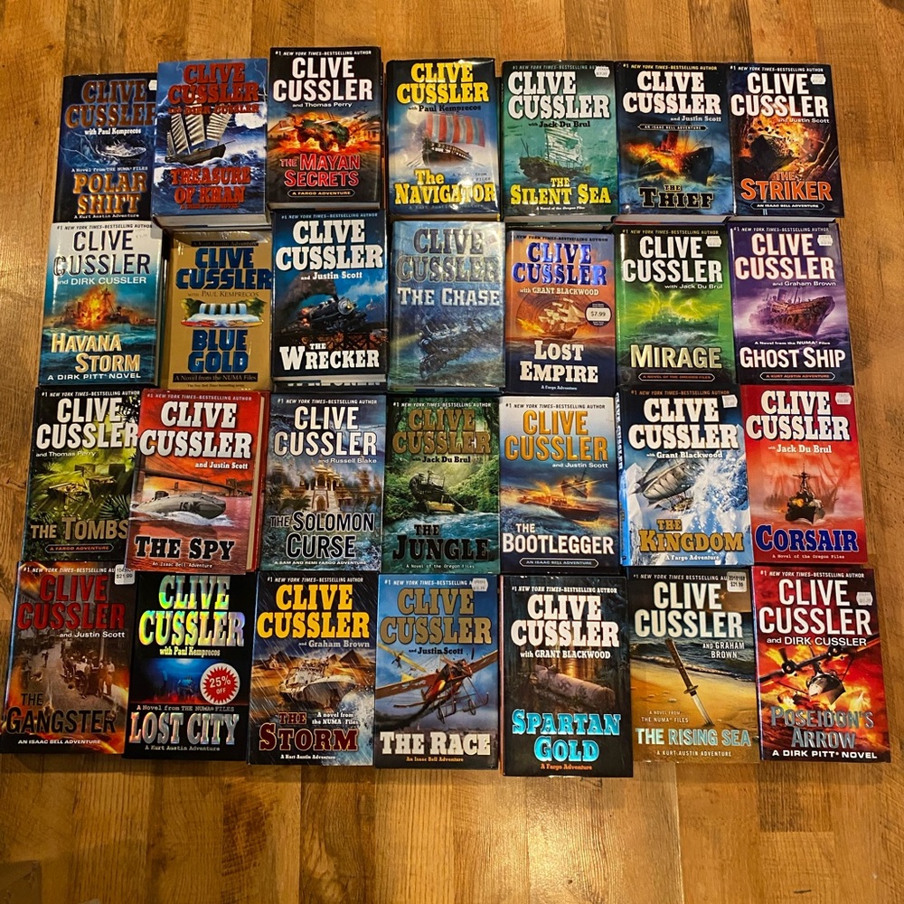 Fabulous collection of hard cover Clive Cussler 2/$35 you choose